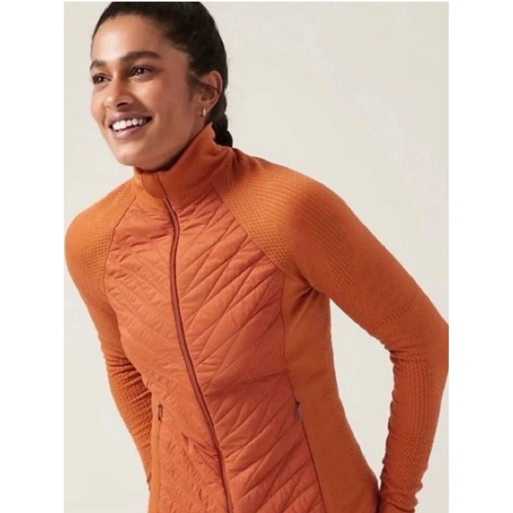 Athleta Flurry Force Insulated Primaloft Jacket 2.0 Large Rust Orange EUC